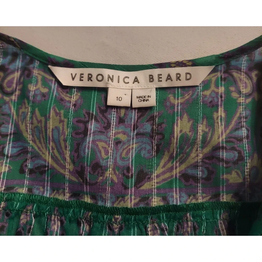 Veronica Beard Womens Kelly Green Paisley Brindelle Mini Dress Size 10 NWOT - Picture 2 of 16